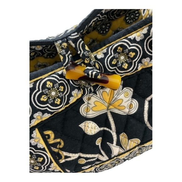 Vera Bradley Yellow Bird Tote Bag Retired Pattern Black Yellow Quilted Bag Purse - Picture 6 of 11